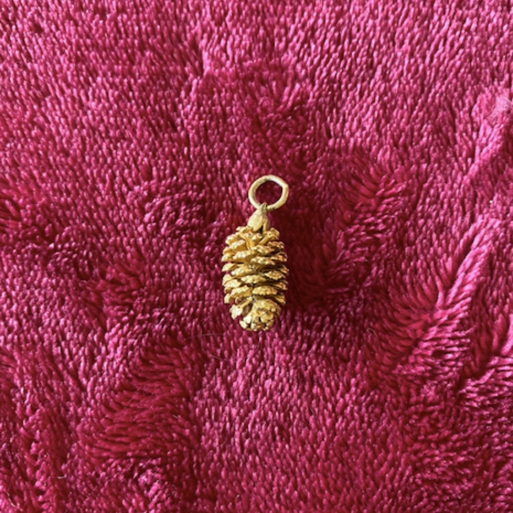 12k gold-dipped pine cone pendant